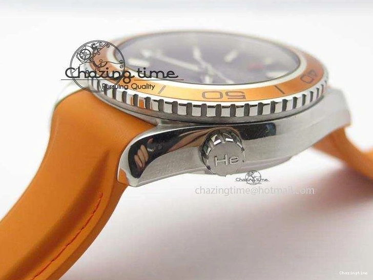 0417 Breathable Planet Ocean SS Bp Maker 45mm Orange Bezel On Orange Rubber Strap A 8221